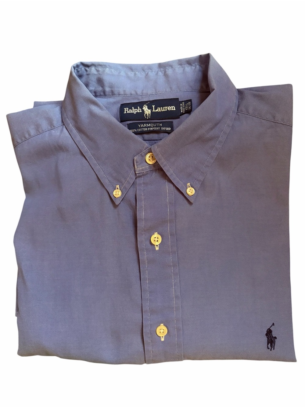 Vintage Ralph Lauren Classic Button-Down Shirt Yarmouth - Blue 17.5 34/35
